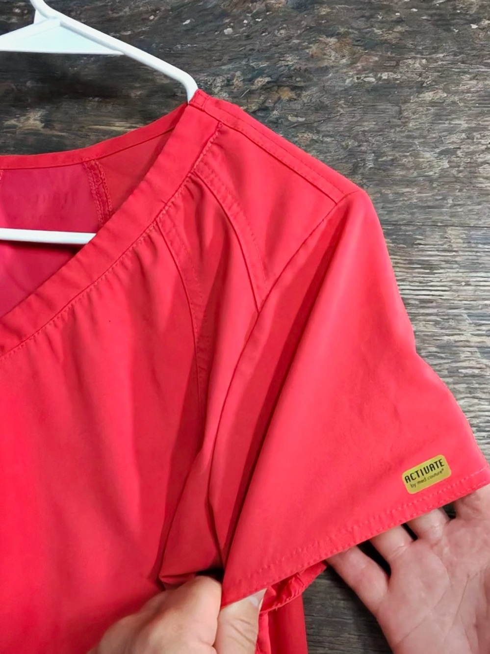 Med Couture Red V-Neck Short Sleeve Scrub Top - Picture 10 of 10